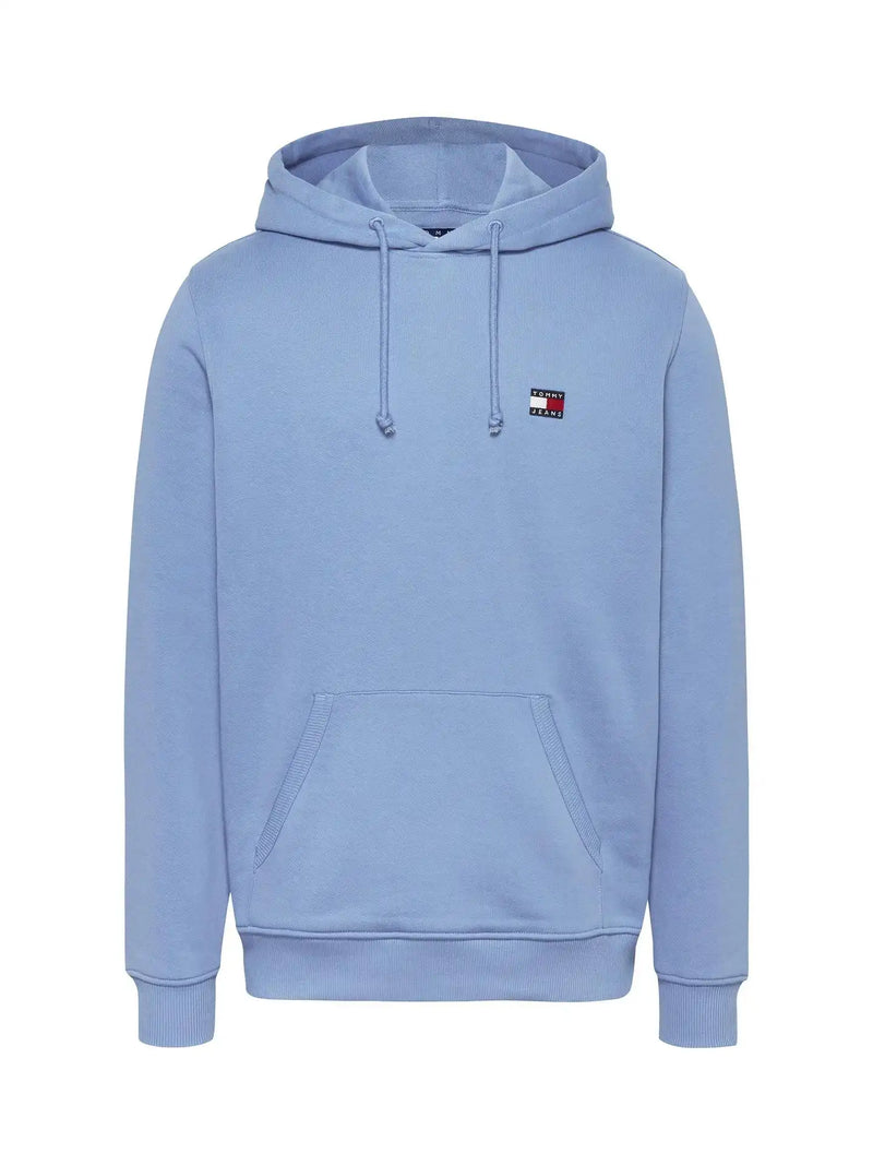 Tommy Jeans Mens Regular Flag Fleece Hoodie Colorado Blue Northern