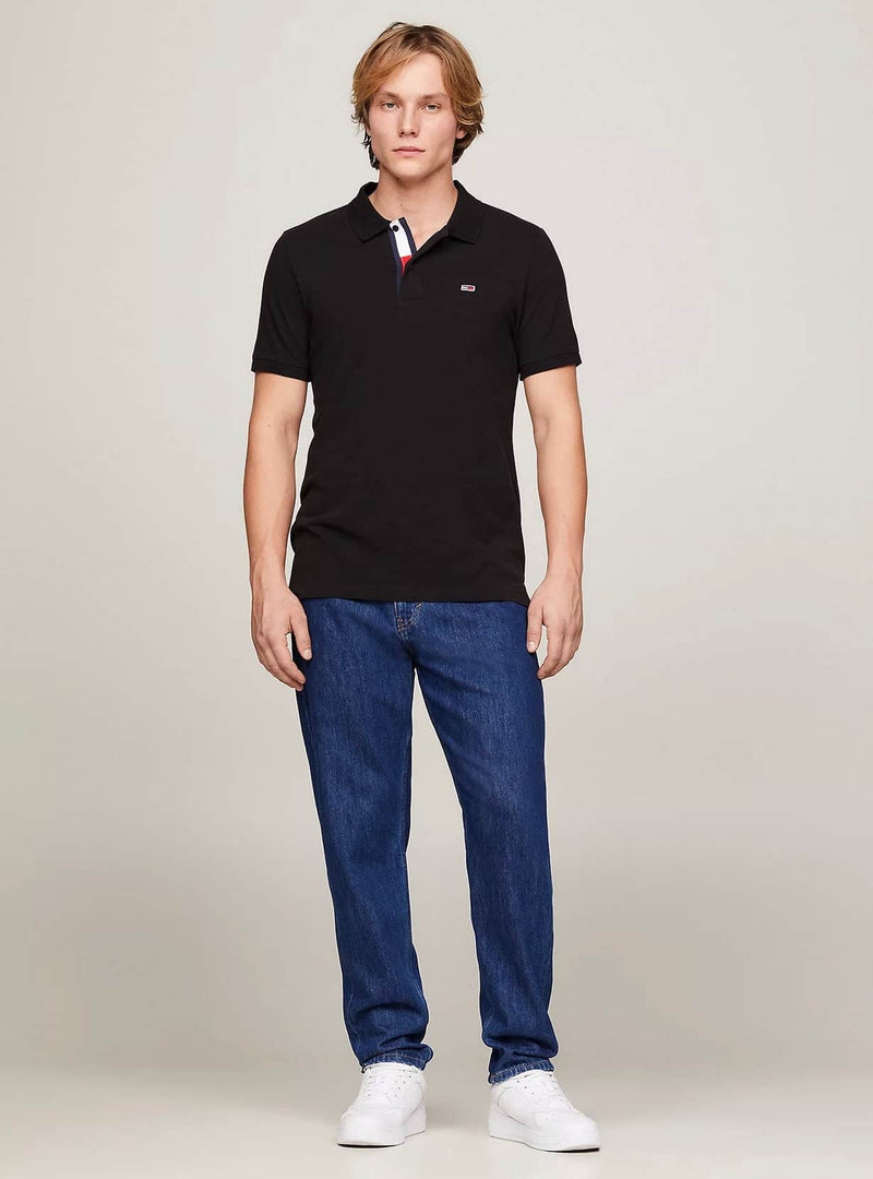Tommy Jeans Slim Fit Placket Polo Black Northern Ireland Belfast