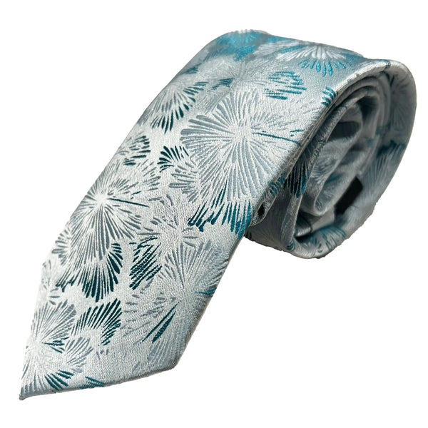 Vichi Mens Tie & Pocket Square Set Floral Turquoise Northern Ireland