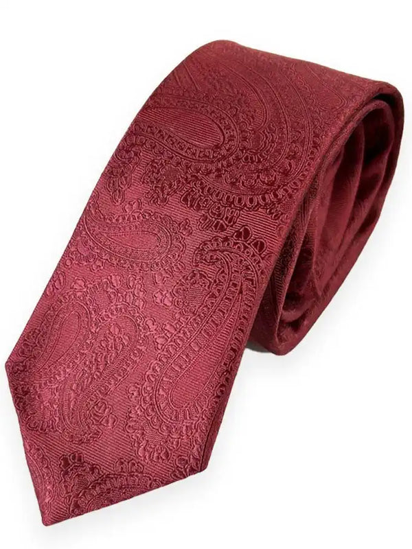 Vichi Mens Tie & Pocket Square Set Paisley Print Red Ballynahinch