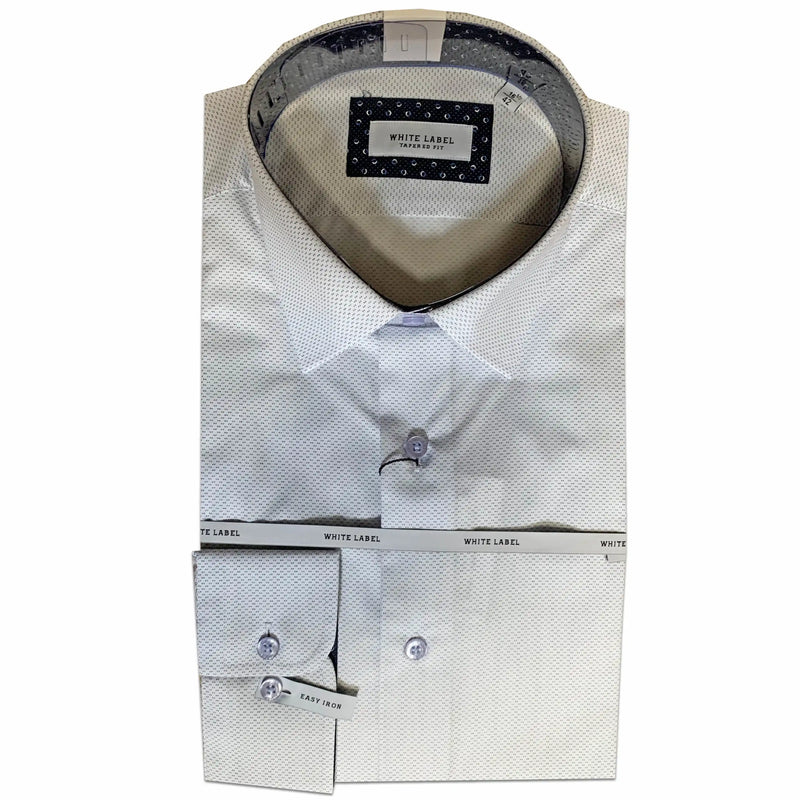White Label - 8147 White/Blue Tapered Fit Dress Shirt.