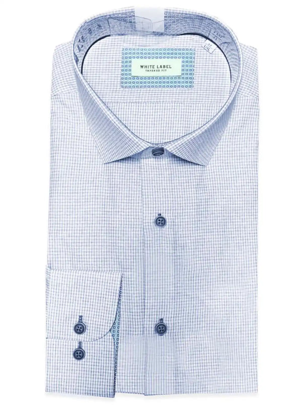 White Label Formal Shirt 82088 Tapered Fit Dark Blue Micro 