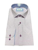 White Label Formal Shirt 82089 Tapered Fit Wine Micro Check 