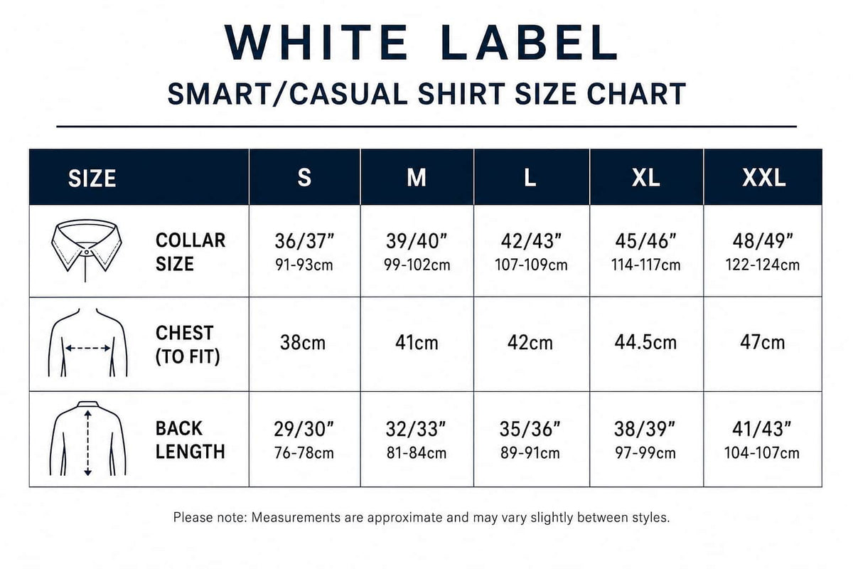 White Label size chart
