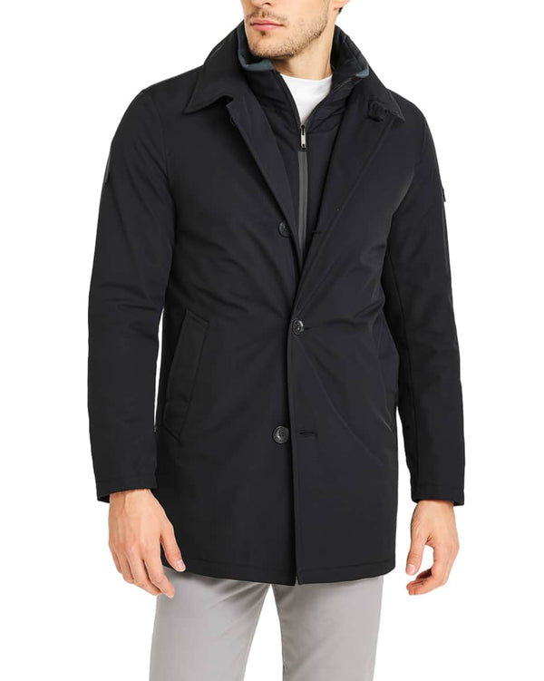 White Label Mens Hayes Water Repellant Overcoat Black Northern