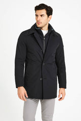 White Label Mens Hayes Water Repellant Overcoat Black Northern