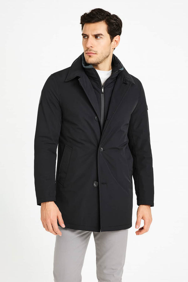 White Label Mens Hayes Water Repellant Overcoat Black Northern