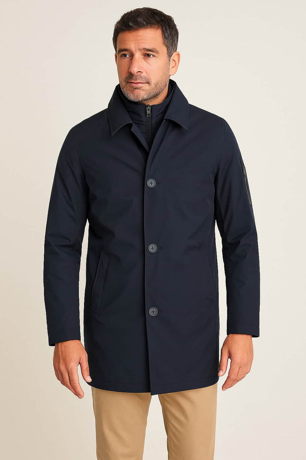 White Label Mens Hayes Water Repellant Overcoat Navy Northern Ireland