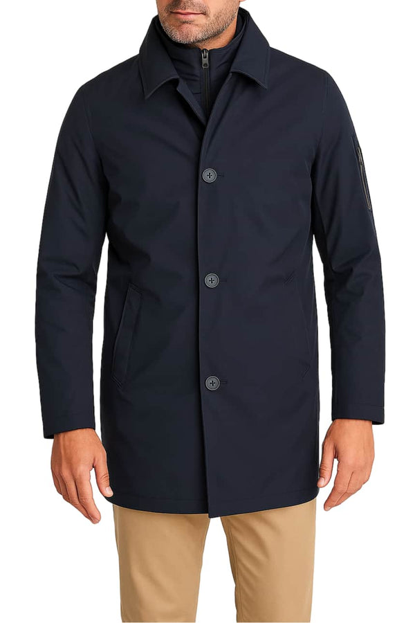 White Label Mens Hayes Water Repellant Overcoat Navy Northern Ireland