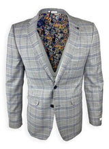 White Label Mens Jacket Tapered Fit Grey/Navy POW Check Ballynahinch