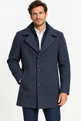 White Label Mens Lucca Overcoat With Gilet Insert Navy Melange