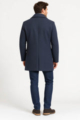 White Label Mens Overcoat With Gilet Insert Navy Melange Northern