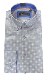 White Label Men’s Shirt Tapered Fit Grey/Blue Square Print