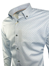 White Label Mens Tapered Casual Shirt Blue Star Print Northern