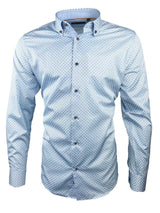 White Label Mens Tapered Casual Shirt Blue Star Print Northern