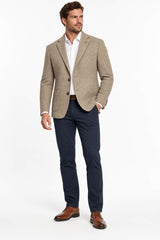 White Label Mens Tapered Fit Taupe Twill Blazer Jacket Northern
