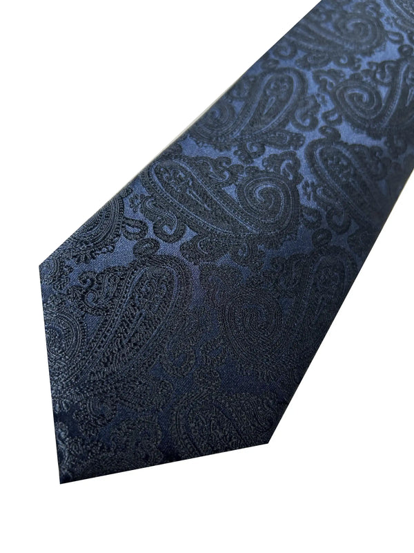 White Label Navy Paisley Tie & Pocket Square Set Ballynahinch Northern