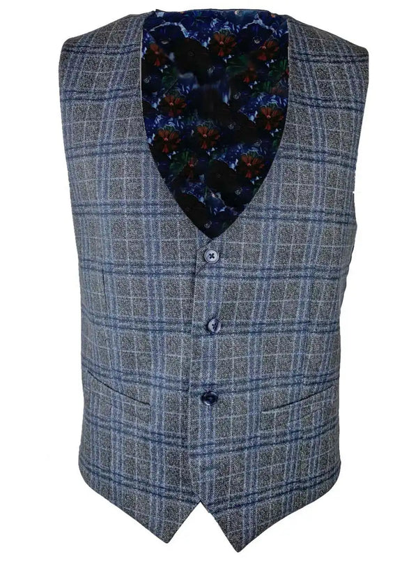 White Label Tapered Fit Grey/Navy Waistcoat - Vests