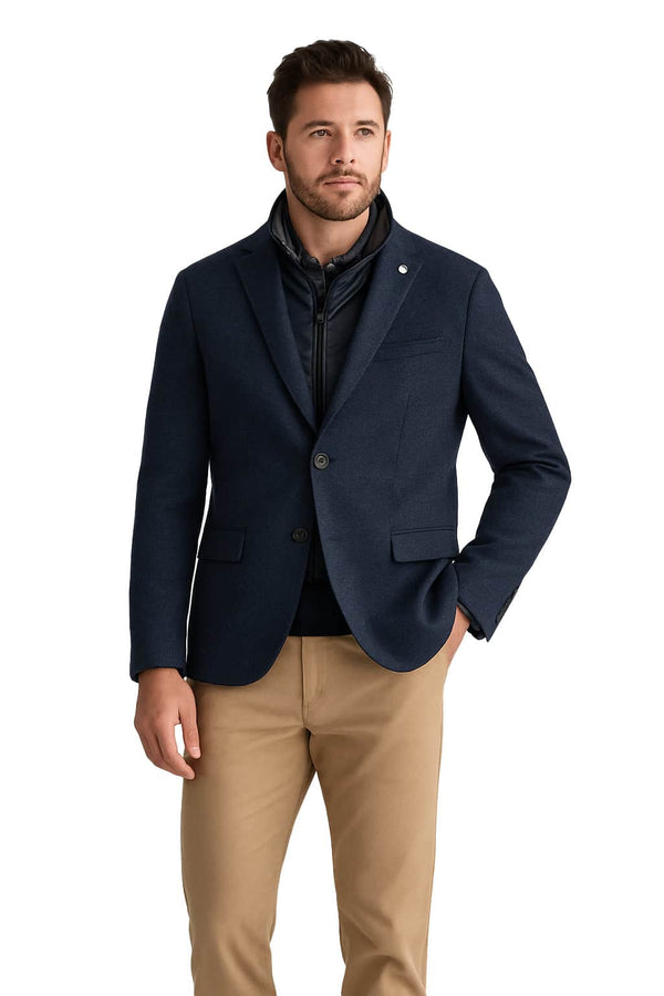White Label Tapered Fit Jackson Sports Jacket With Gilet Insert Navy