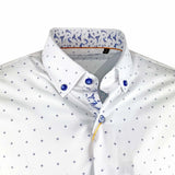White Label Tapered Fit Shirt White Blue Geometric