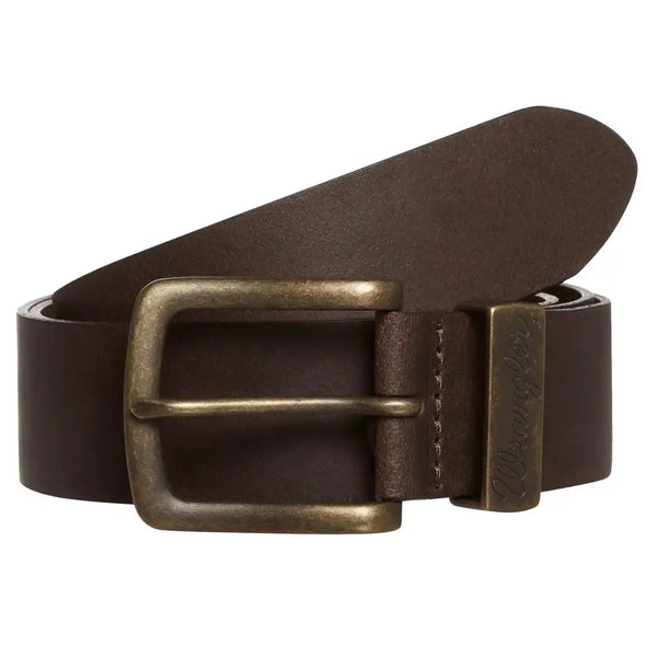 Wrangler Men\'s Belt Metal Loop Leather Brown